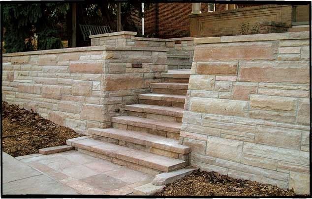 Mortared Flagstone Patio and Stairs