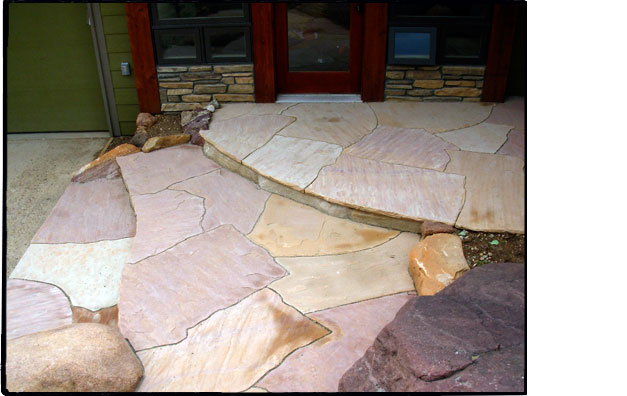 Dry laid flagstone entryway with boulders $4,800