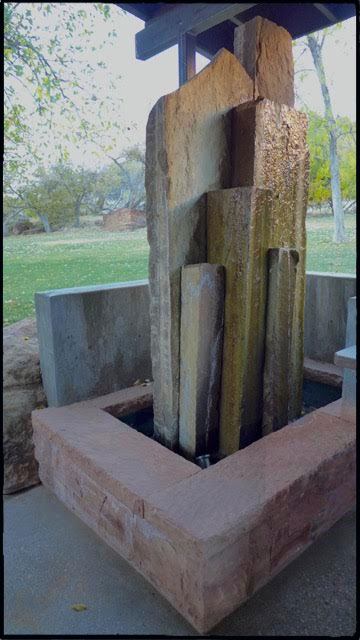 Masonry fountain. Designed by and built with Bedrock Creations. 