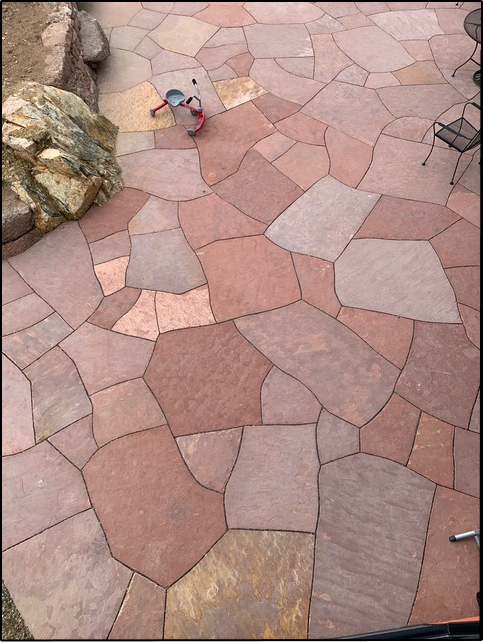Dry laid flagstone patio