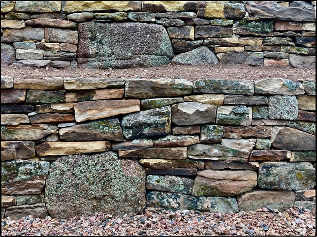 Dry laid moss rock retaining walls